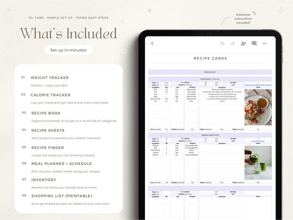 Aesthetic Weight Loss & Wellness Google Sheets Tracker| Daily Meal Planner, Calorie & Macro Log, Exercise Tracker